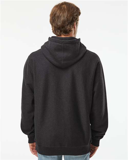 Independent Trading Co. IND5000P Unisex Legend Premium Heavyweight Cross-Grain Hooded Sweatshirt - Charcoal Heather - model back
