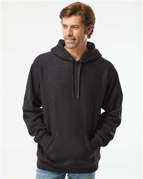 Independent Trading Co. IND5000P Unisex Legend Premium Heavyweight Cross-Grain Hooded Sweatshirt - Charcoal Heather - model front