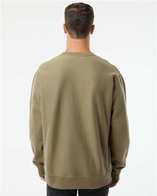 Independent Trading Co. IND5000C Unisex Legend Premium Heavyweight Cross-Grain Crewneck Sweatshirt - Olive - model back