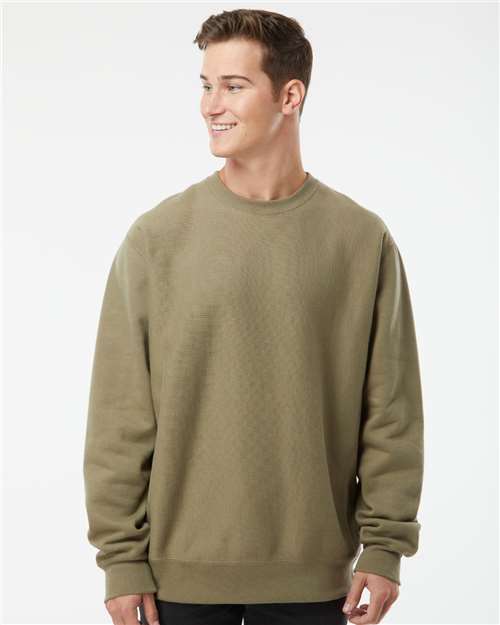 Independent Trading Co. IND5000C Unisex Legend Premium Heavyweight Cross-Grain Crewneck Sweatshirt - Olive - model front