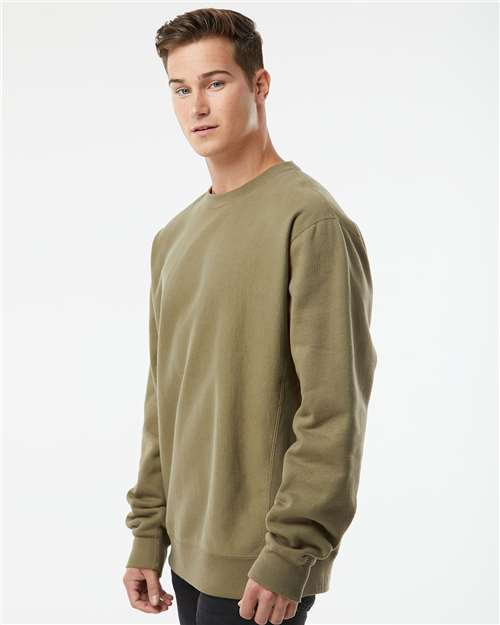Independent Trading Co. IND5000C Unisex Legend Premium Heavyweight Cross-Grain Crewneck Sweatshirt - Olive - model side