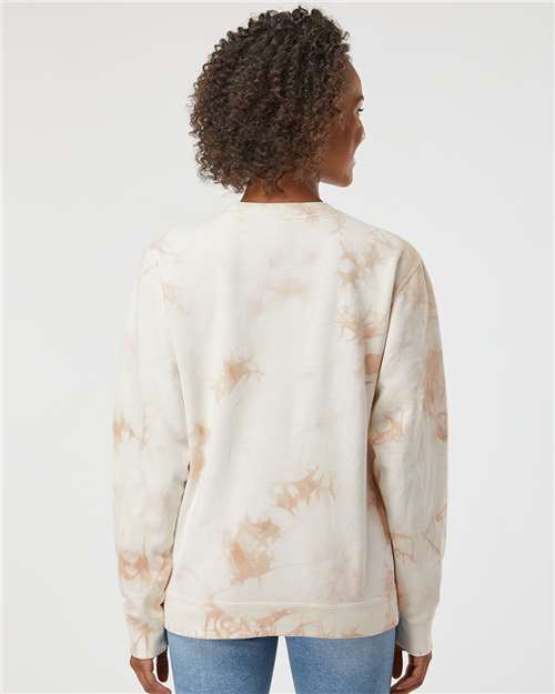 Independent Trading Co. PRM3500TD Unisex Midweight Tie-Dyed Crewneck Sweatshirt - Tie Dye Dusty Pink - model back