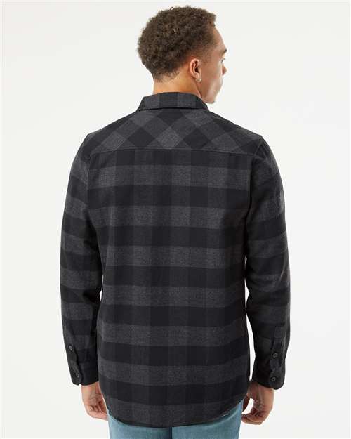 Independent Trading Co. EXP50F Unisex Flannel Shirt - Charcoal Heather/ Black - model back