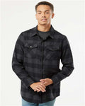 Independent Trading Co. EXP50F Unisex Flannel Shirt - Charcoal Heather/ Black - model front