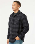 Independent Trading Co. EXP50F Unisex Flannel Shirt - Charcoal Heather/ Black - model side