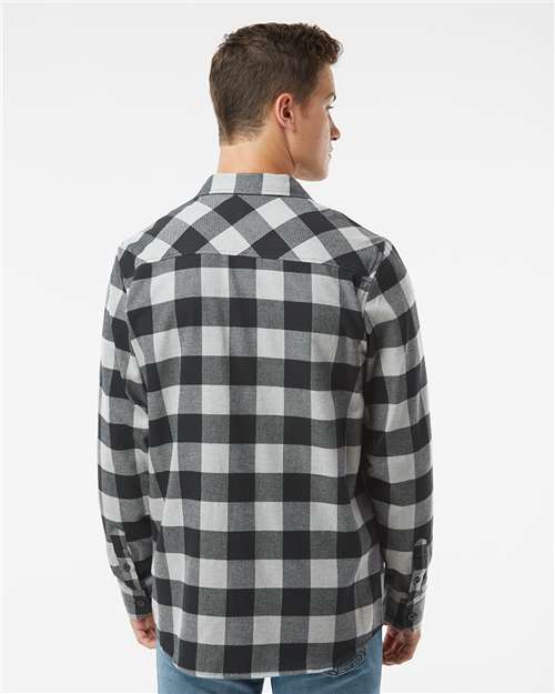Independent Trading Co. EXP50F Unisex Flannel Shirt - Grey Heather/ Black - model back