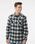 Independent Trading Co. EXP50F Unisex Flannel Shirt - Grey Heather/ Black - model front