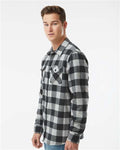 Independent Trading Co. EXP50F Unisex Flannel Shirt - Grey Heather/ Black - model side