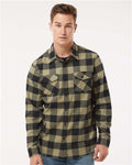 Independent Trading Co. EXP50F Unisex Flannel Shirt - Olive/ Black - model front