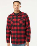Independent Trading Co. EXP50F Unisex Flannel Shirt - Red/ Black - model front