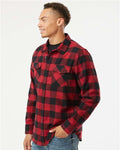 Independent Trading Co. EXP50F Unisex Flannel Shirt - Red/ Black - model side