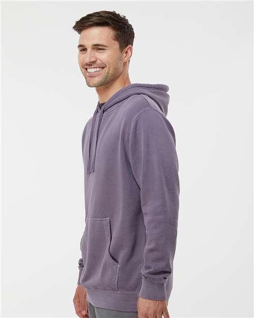 Independent Trading Co. PRM4500 Unisex Midweight Pigment-Dyed Hooded Sweatshirt - Pigment Plum - model side