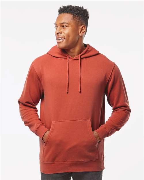 Independent Trading Co. PRM4500 Unisex Midweight Pigment-Dyed Hooded Sweatshirt - Pigment Amber - model front