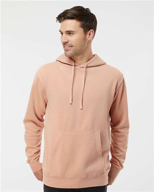 Independent Trading Co. PRM4500 Unisex Midweight Pigment-Dyed Hooded Sweatshirt - Pigment Dusty Pink - model front