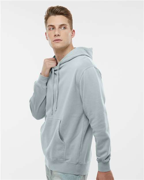 Independent Trading Co. PRM4500 Unisex Midweight Pigment-Dyed Hooded Sweatshirt - Pigment Sage - model side