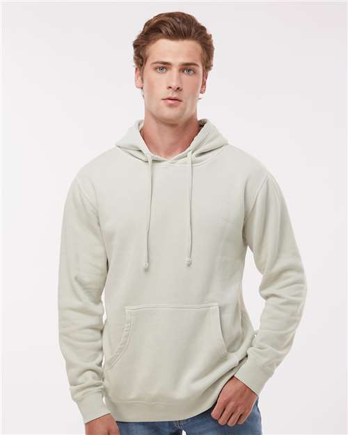 Independent Trading Co. PRM4500 Unisex Midweight Pigment-Dyed Hooded Sweatshirt - Pigment Ivory - model front