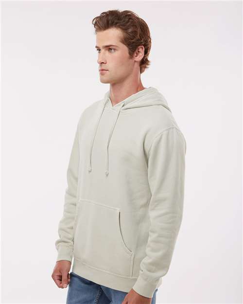 Independent Trading Co. PRM4500 Unisex Midweight Pigment-Dyed Hooded Sweatshirt - Pigment Ivory - model side
