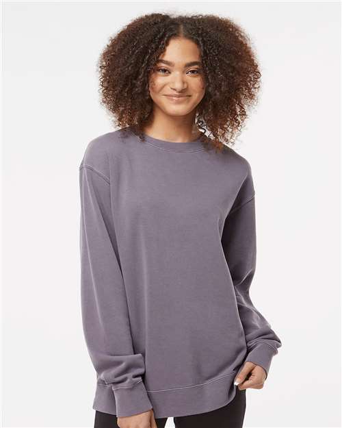 Independent Trading Co. PRM3500 Unisex Midweight Pigment-Dyed Crewneck Sweatshirt - Pigment Plum - model front