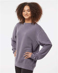 Independent Trading Co. PRM3500 Unisex Midweight Pigment-Dyed Crewneck Sweatshirt - Pigment Plum - model side
