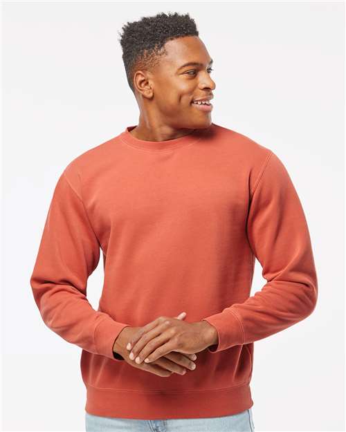 Independent Trading Co. PRM3500 Unisex Midweight Pigment-Dyed Crewneck Sweatshirt - Pigment Amber - model front