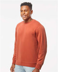 Independent Trading Co. PRM3500 Unisex Midweight Pigment-Dyed Crewneck Sweatshirt - Pigment Amber - model side
