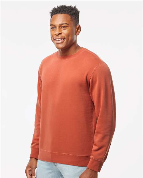 Independent Trading Co. PRM3500 Unisex Midweight Pigment-Dyed Crewneck Sweatshirt - Pigment Amber - model side
