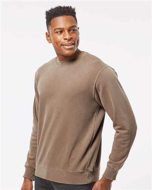 Independent Trading Co. PRM3500 Unisex Midweight Pigment-Dyed Crewneck Sweatshirt - Pigment Clay - model side