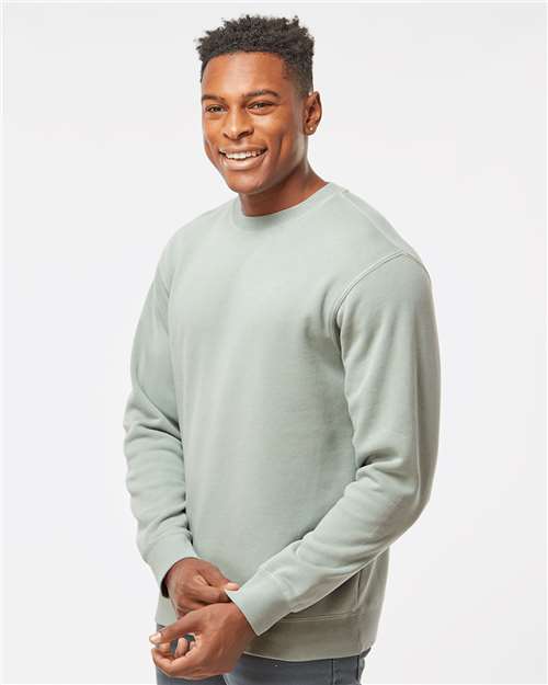 Independent Trading Co. PRM3500 Unisex Midweight Pigment-Dyed Crewneck Sweatshirt - Pigment Sage - model side