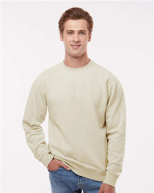 Independent Trading Co. PRM3500 Unisex Midweight Pigment-Dyed Crewneck Sweatshirt - Pigment Ivory - model front
