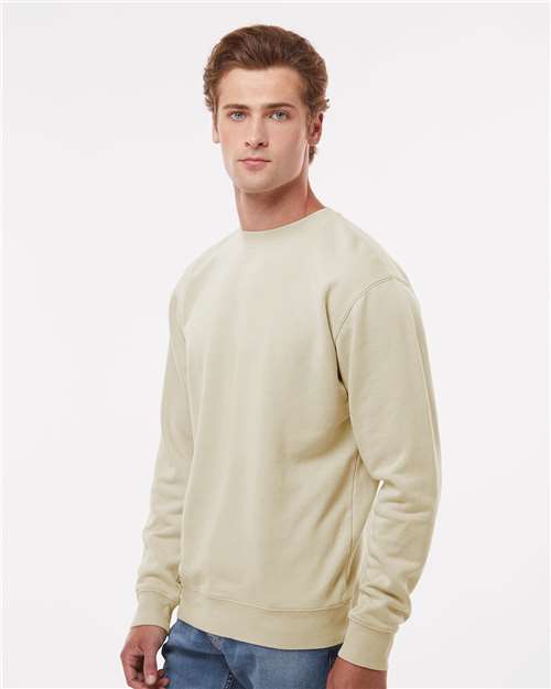 Independent Trading Co. PRM3500 Unisex Midweight Pigment-Dyed Crewneck Sweatshirt - Pigment Ivory - model side