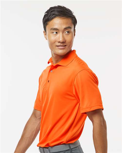 Paragon 100 Men's Saratoga Performance Mini Mesh Polo - Orange - model side