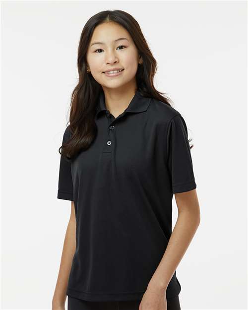 Paragon 108Y Youth Saratoga Performance Mini Mesh Polo - Black - model front