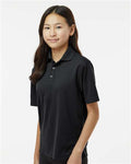 Paragon 108Y Youth Saratoga Performance Mini Mesh Polo - Black - model side