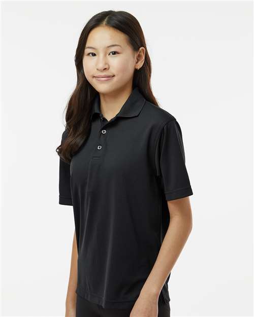 Paragon 108Y Youth Saratoga Performance Mini Mesh Polo - Black - model side