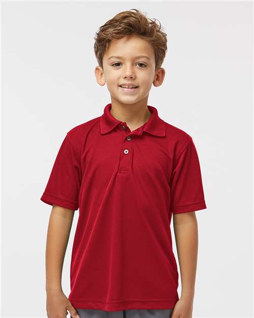 Paragon 108Y Youth Saratoga Performance Mini Mesh Polo - Red - model front