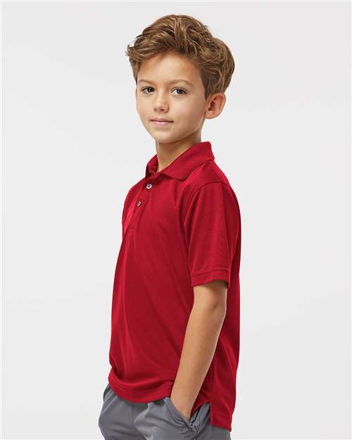 Paragon 108Y Youth Saratoga Performance Mini Mesh Polo - Red - model side