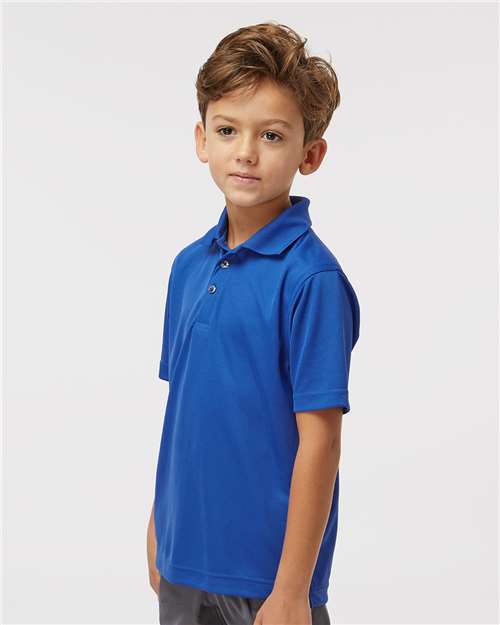 Paragon 108Y Youth Saratoga Performance Mini Mesh Polo - Royal - model side
