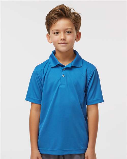 Paragon 108Y Youth Saratoga Performance Mini Mesh Polo - Turquoise - model front