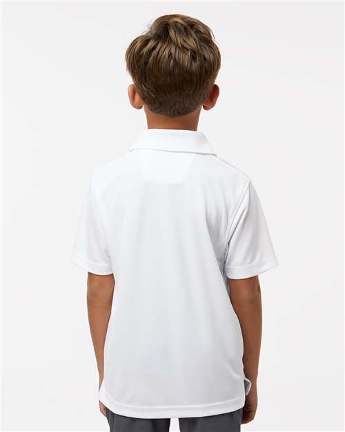 Paragon 108Y Youth Saratoga Performance Mini Mesh Polo - White - model back