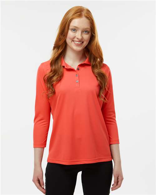 Paragon 120 Women's Lady Palm Three-Quarter Sleeve Polo - Melon - model front