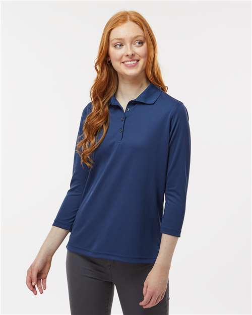 Paragon 120 Women's Lady Palm Three-Quarter Sleeve Polo - Navy - model front
