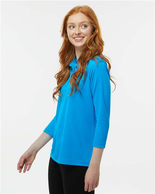 Paragon 120 Women's Lady Palm Three-Quarter Sleeve Polo - Turquoise - model side