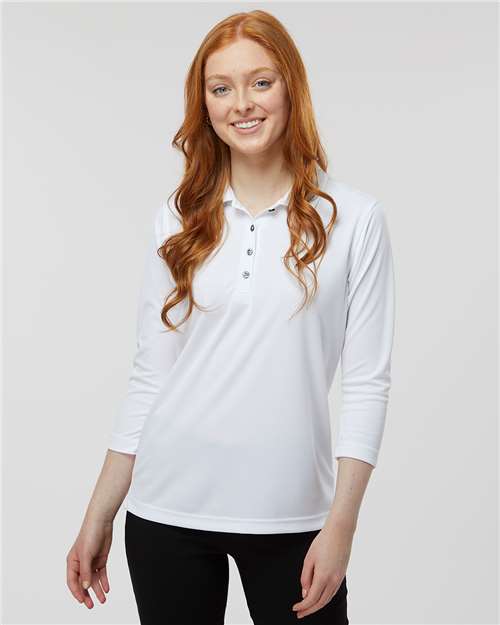 Paragon 120 Women's Lady Palm Three-Quarter Sleeve Polo - White - model front