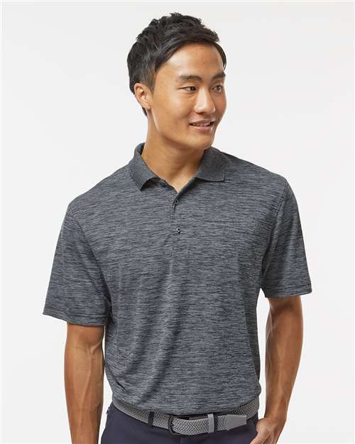 Paragon 130 Men's Dakota Striated Heather Polo - Black Heather - model front