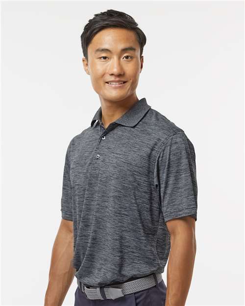 Paragon 130 Men's Dakota Striated Heather Polo - Black Heather - model side