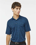 Paragon 130 Men's Dakota Striated Heather Polo - Deep Blue Heather - model front