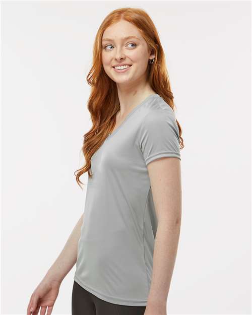 Paragon 203 Women's Vera V-Neck T-Shirt - Medium Grey - model side