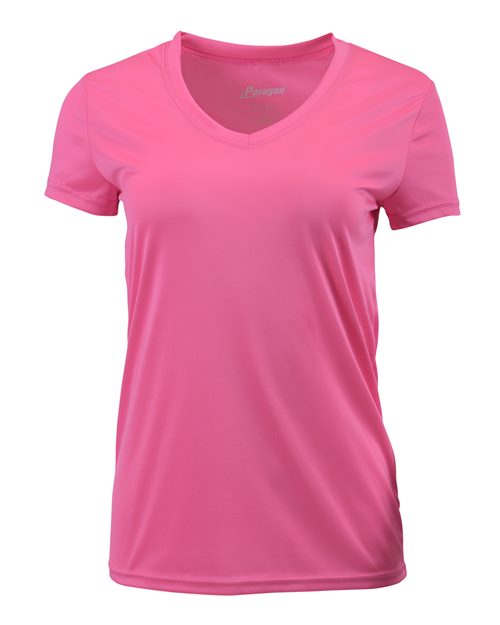 Paragon 203 Women's Vera V-Neck T-Shirt - Neon Pink - front