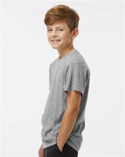 Paragon 208Y Youth Islander Performance T-Shirt - Heather Grey - model side