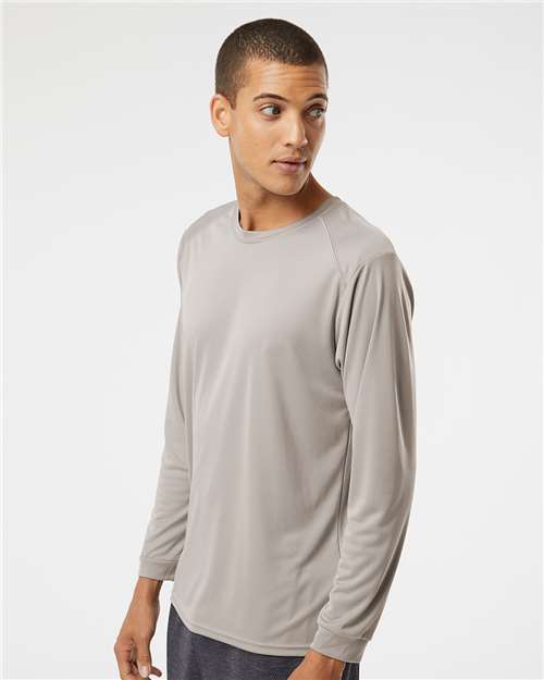 Paragon 210 Unisex Long Islander Performance Long Sleeve T-Shirt - Sand - model side
